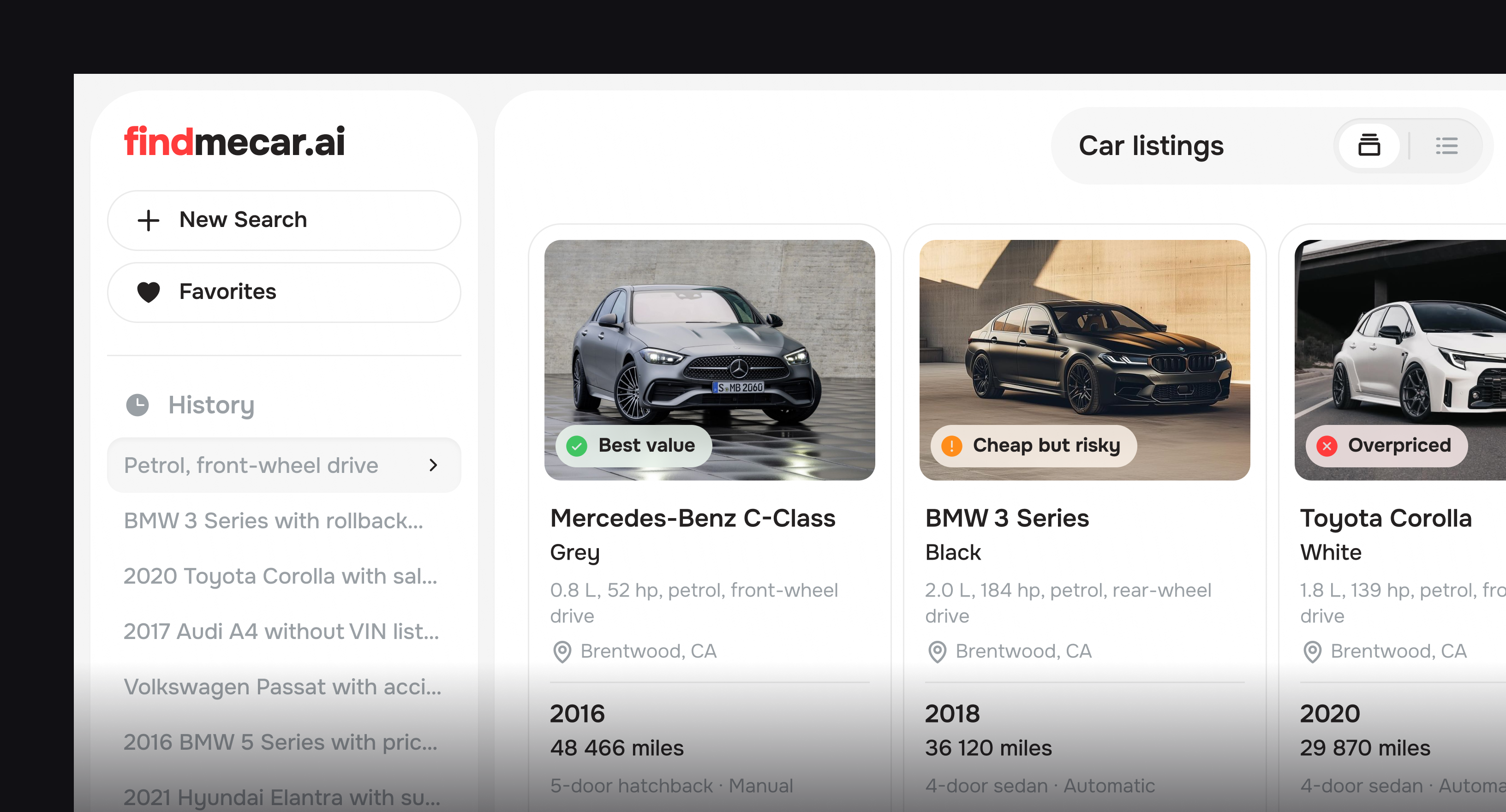 Архитектура постоянного поиска FindMeCar