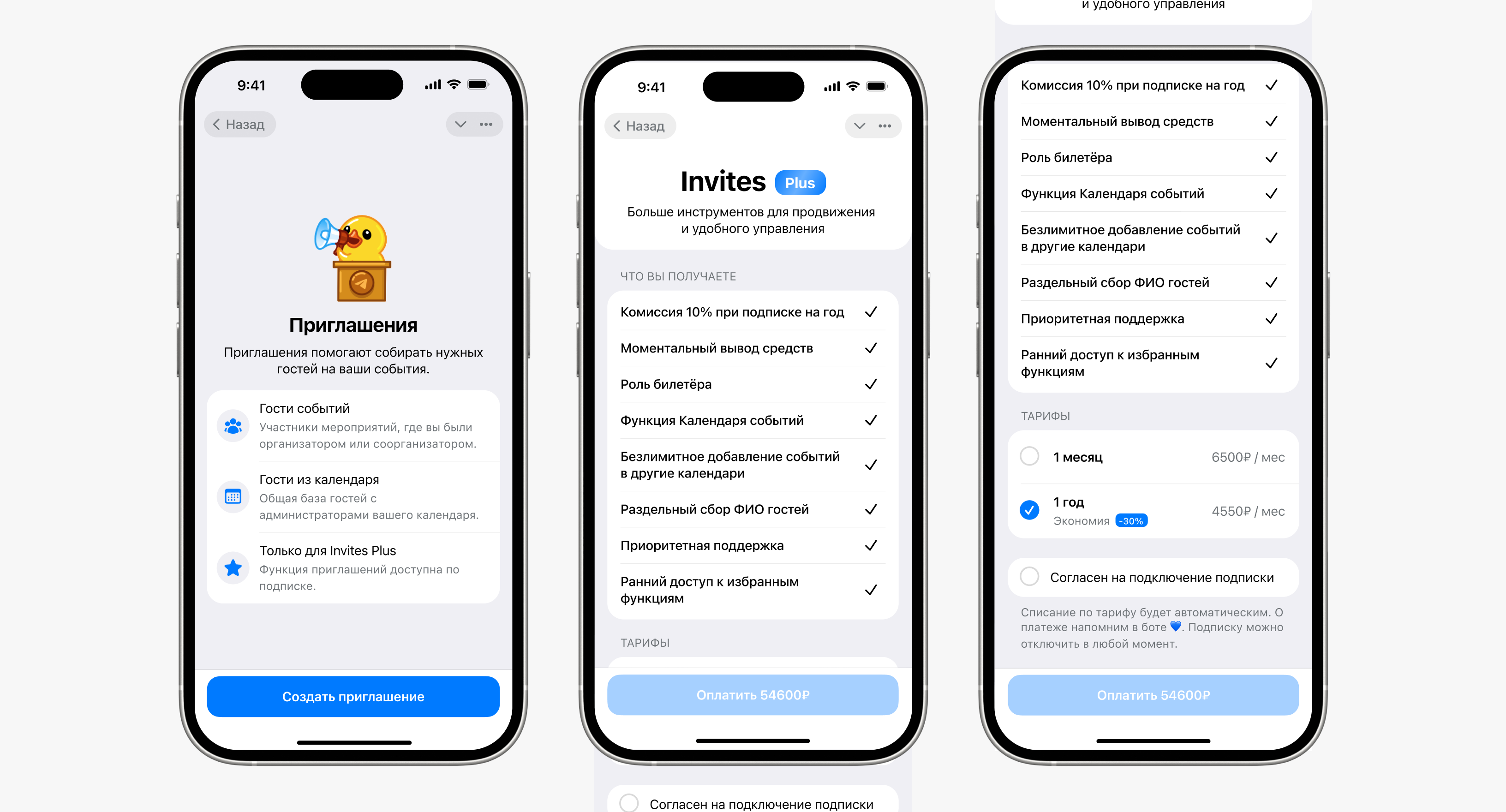 Платная подписка Invites Plus